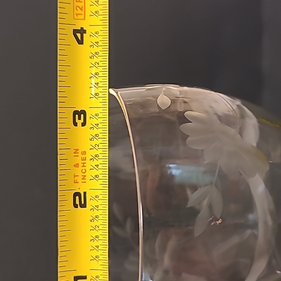 Set of 4 Vintage Etched Vaseline Glasses - Picture 16 of 17